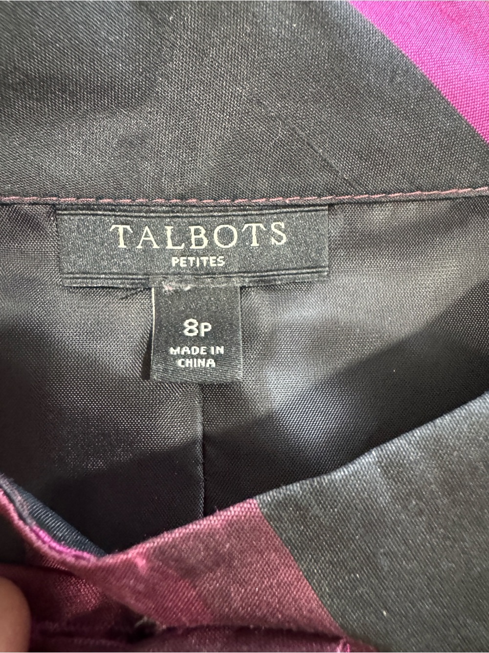 Talbots Petite Size 8P Duponi 100% Silk Blouse Top Striped Jeweled Buttons - Picture 6 of 9